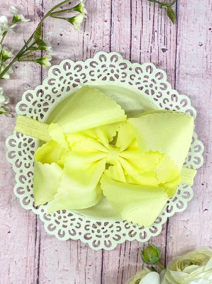 Oversize Scalloped Bows - Alligator Clip - 5.5"