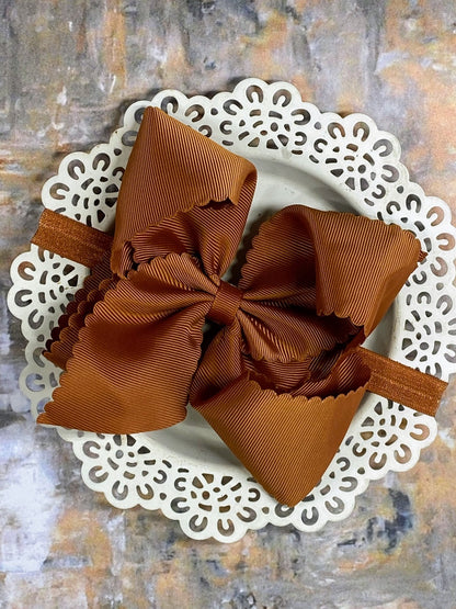 Oversize Scalloped Bows - Alligator Clip - 5.5"