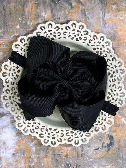 Oversize Scalloped Bows - Alligator Clip - 5.5"