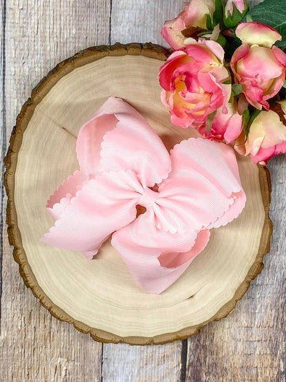 Oversize Scalloped Bows - Alligator Clip - 5.5"