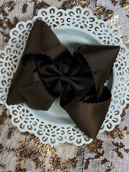 Oversize Scalloped Bows - Alligator Clip - 5.5"