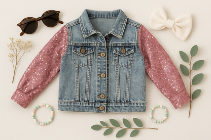 Pink Sequin Denim Jacket
